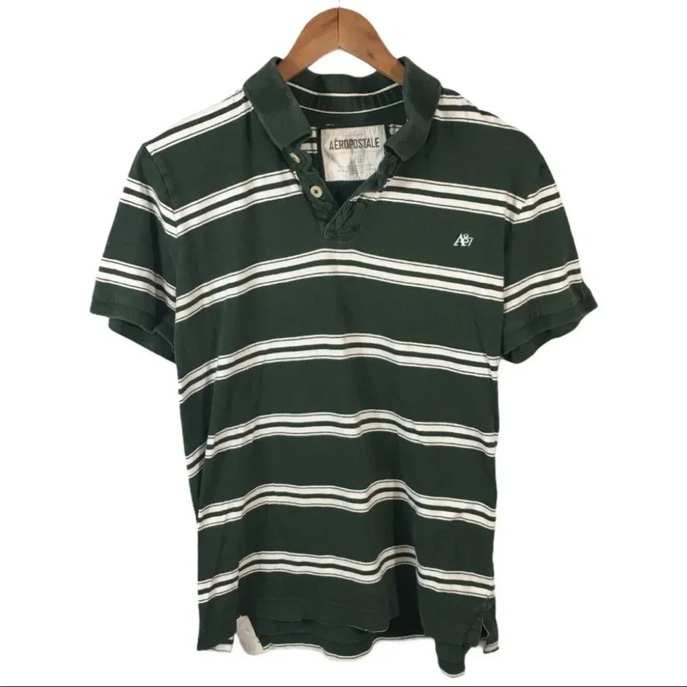 PO350 Vintage Aeropostale Striped Polo Shirt L